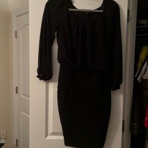 Sheer Long Sleeves Sequin Wrist Black Dress